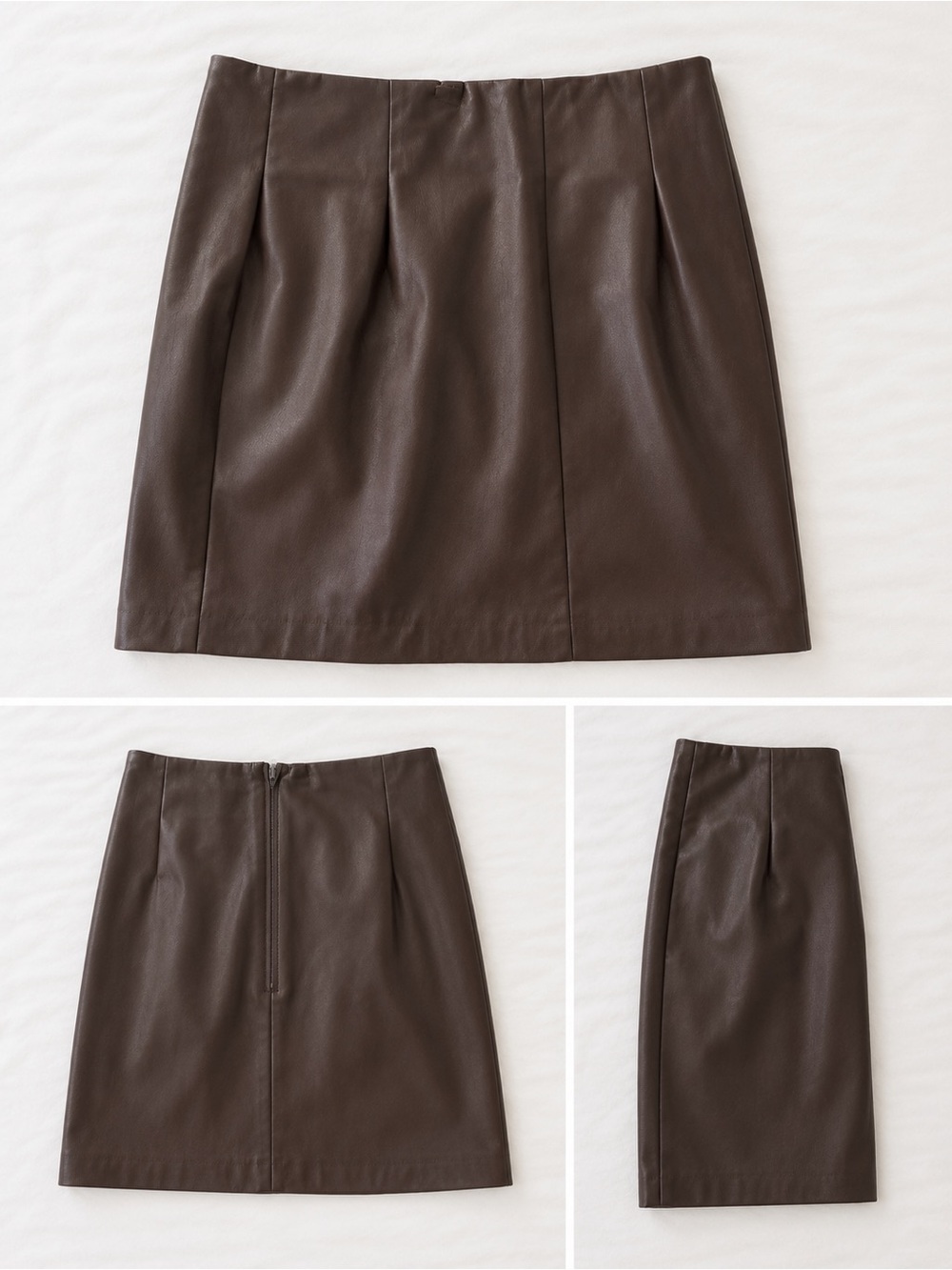 H&M Dark Brown Faux Leather Mini Skirt